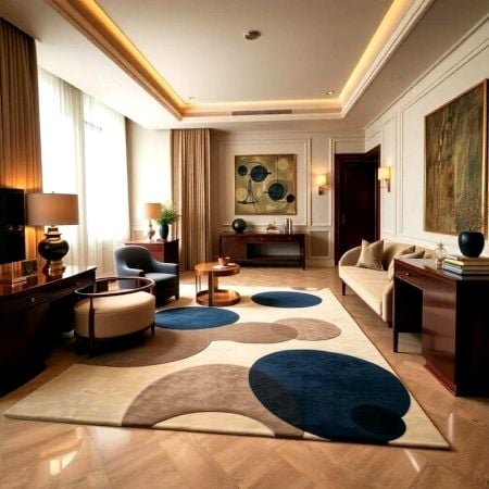 Handcrafted Modern Circle Pattern Living Room Rug